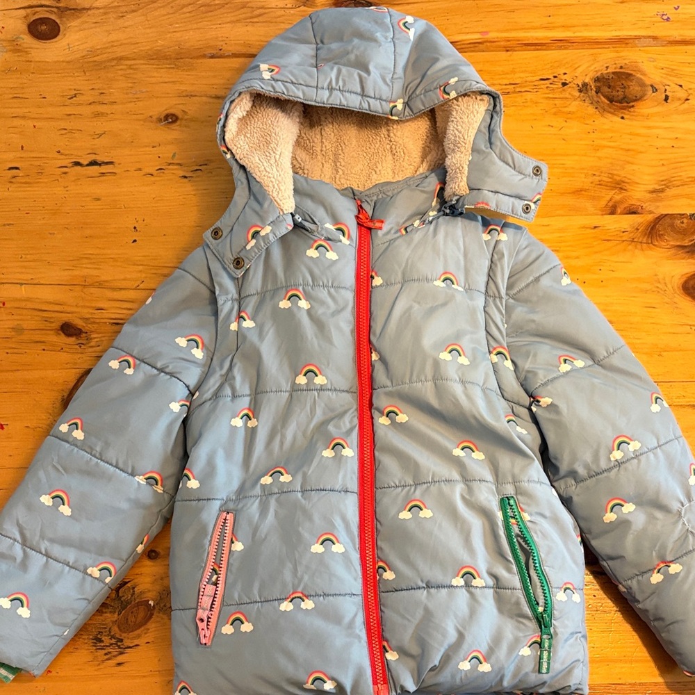 Boden Kids' Blue Jacket with Rainbow Accents